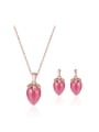 thumb Alloy Rose Gold Plated Fashion Water Drop shaped Artificial Stones Two Pieces Jewelry Set 0