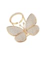 thumb Copper With Gold Plated Exaggerated butterfly  Free Size Statement Rings 0