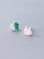 thumb 925 Sterling Silver With Silver Plated Personality Cabbage Pig Asymmetry Stud Earrings 0