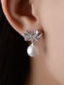 thumb Fashion Shiny Zirconias Bbowknot Imitation Pearl Stud Earrings 1