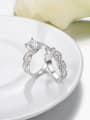 thumb Elegant Round Shaped Platinum Plated Zircon Ring Set 1