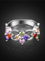 thumb Trendy Colorful Flower Shaped Zircon Platinum Plated Ring 2