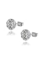 thumb White Round Shaped Austria Crystal Earrings 0