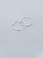 thumb 925 Sterling Silver With White Gold Plated Simplistic Smooth Round Hoop Earrings 0