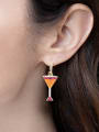 thumb Copper With Gold Plated Personality Asymmetry  cocktail  Cluster Earrings 2