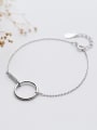 thumb Elegant Adjustable Length Round Shaped Rhinestones Silver Bracelet 0