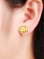 thumb All-match 24K Gold Plated Star Shaped Copper Stud Earrings 1