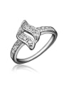 thumb Women Platinum Plated Geometric Shaped Zircon Ring 0