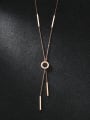 thumb Fashion Little Black Round Rose Gold Plated Sweater Chain 2