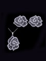 thumb Two Pieces Jewelry Flowers-shape Micro Pave Zircons Set 2