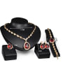 thumb Alloy Imitation-gold Plated Vintage style Water Drop shaped Ruby Four Pieces Jewelry Set 2