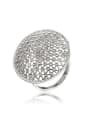 thumb Adjustable Platinum Plated Net Design Zircon Ring 0