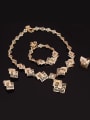 thumb Alloy Imitation-gold Plated Fashion Rhinestones Hollow Square Four Pieces Jewelry Set 1