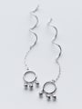 thumb All-match Round Shaped Tiny Beads S925 Silver Line Earrings 0