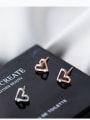 thumb Sterling silver hollow heart shaped single diamond earrings 2