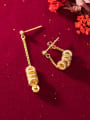 thumb 925 Sterling Silver With Gold Plated Simplistic Small Silver Circle Pattern Flat Beads  Drop Earrings 2