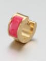thumb Fashionable Gold Plated Pink Enamel Clip Earrings 2
