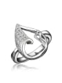 thumb All-match 18K Platinum Plated Leaf Shaped Zircon Ring 0