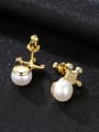 thumb Sterling Silver 7-7.5mm natural freshwater pearl crown studs earring 2