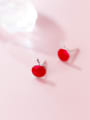 thumb 925 Sterling Silver With Silver Plated Cute Friut apple Stud Earrings 1