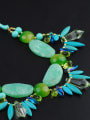 thumb Exaggerated Turquoise stones Green Resin Alloy Necklace 1