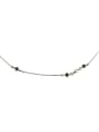 thumb Fashion Black Zirconias Little Artificial Pearls Silver Necklace 0