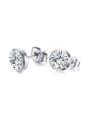 thumb All-match Platinum Plated Round Shaped Zircon Stud Earrings 0