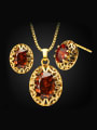 thumb Fashion Oval Hollow Zircon Two Pieces Jewelry Set 0