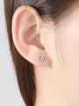 thumb Sterling silver simple four-claw punching piece 3mm 4mm 5mm 6mm zircon earrings 1