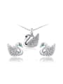 thumb Lovey Platinum Plated Austria Crystal Swan Two Pieces Jewelry Set 0