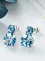 thumb Simple Two Round Blue austrian Crystals Stud Earrings 2