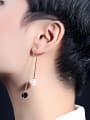 thumb Fashion Black Round Artificial Pearl Drop Earrings 1