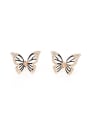 thumb Creative Butterfly Shaped Rhinestones Enamel Stud Earrings 0
