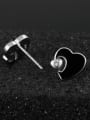 thumb Tiny Black Heart Tiny Zirconias 925 Silver Stud Earrings 1