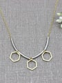 thumb Women Personality Hollow Hexagon Shaped Necklace 2