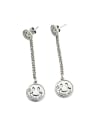 thumb Vintage Sterling Silver With Platinum Plated Simplistic Face Drop Earrings 3