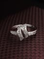 thumb Women Platinum Plated Geometric Shaped Zircon Ring 1