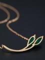 thumb Ethnic style Natural Marquise Jade Leaves Pendant 925 Silver Necklace 2