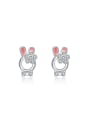 thumb Rabbit Stud Pink Blue Glue Zircon Stud Earrings 0