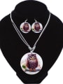 thumb Personalized Round Shell Owl Alloy Two Pieces Jewelry Set 0