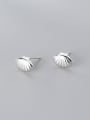 thumb 925 Sterling Silver With Platinum Plated Simplistic Smooth Shell  Stud Earrings 0