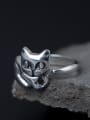 thumb S925 Silver Cute Kitten Opening Statement Ring 1