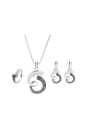 thumb Alloy White Gold Plated Fashion Rhinestone Two Pieces Jewelry Set 0