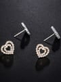 thumb Copper With Cubic Zirconia Cute Hollow Heart Stud Earrings 3