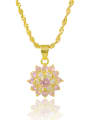 thumb High Quality Pink Flower Shaped Zircon Necklace 0