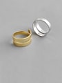 thumb 925 Sterling Silver With Gold Plated Simplistic   Double Layer Smooth Free Size Rings 4