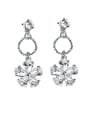 thumb 925 Sterling Silver With Cubic Zirconia Fashion Flower Drop Earrings 0