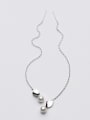 thumb Fashion Leaf Shaped Artificial Pearl Silver Line Earrings 0