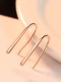thumb 925 Sterling Silver With Rose Gold Plated Simplistic Line Hook Earrings 3
