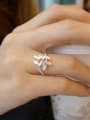 thumb Simple Little Leaves Silver Opening Ring 1
